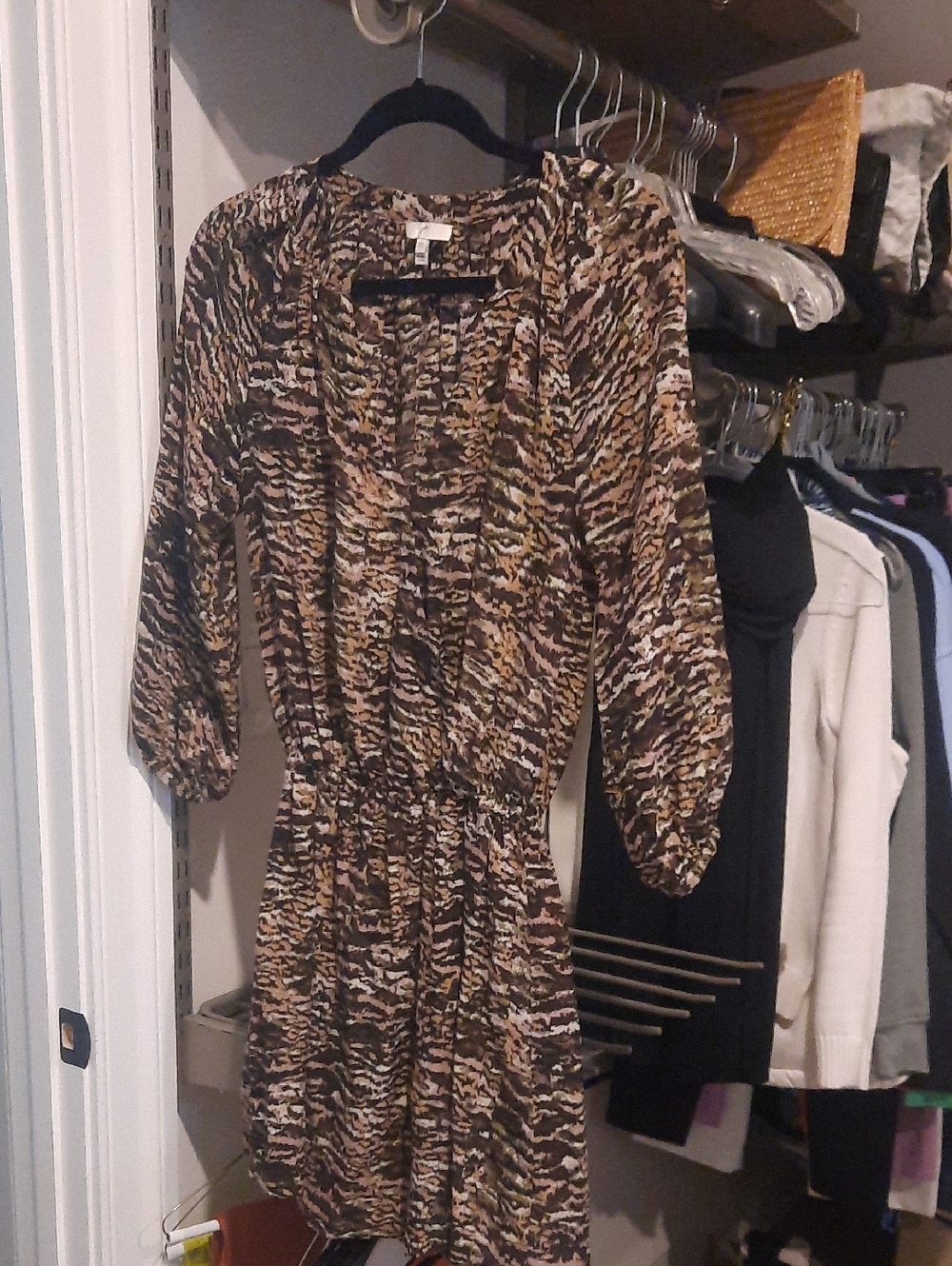 Joie Multicolor Silk Animal Print Dress with Black Trim